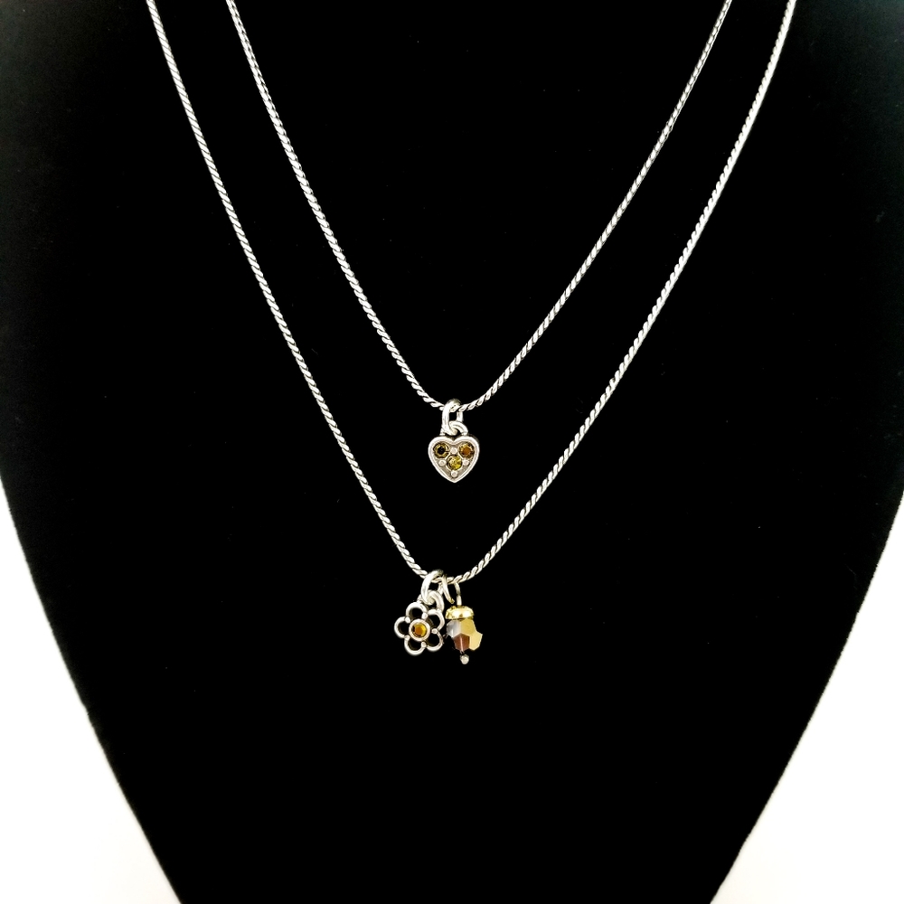 Brighton Silver Tone Double Strand Layer Necklace